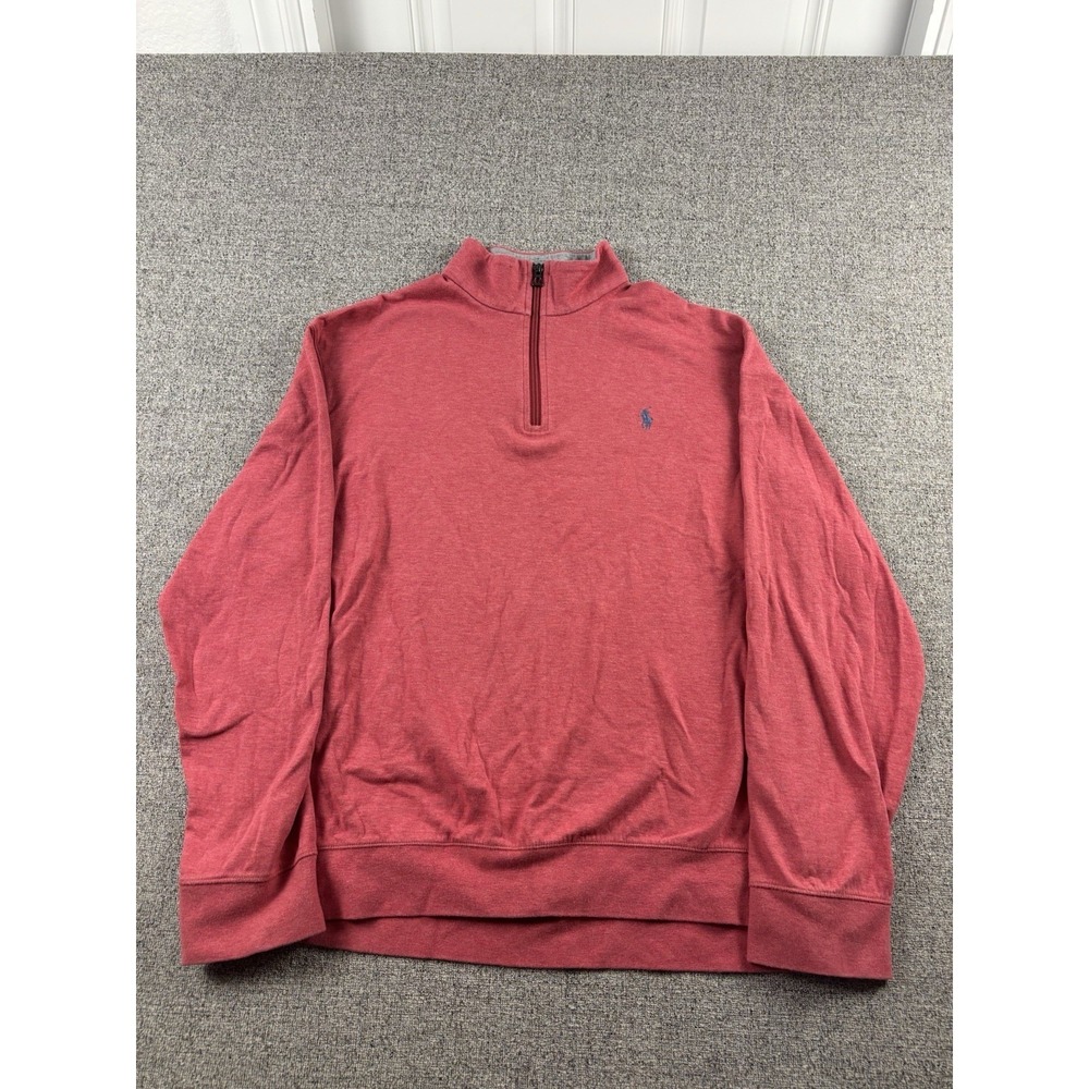 Polo Ralph Lauren Quarter Zip 1/4 Zip Mens XL Red Sweater Pullover Pony Logo